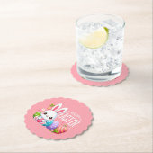かわいいピンクのハッピーイースターバニー ペーパーコースター (インサイチュ)