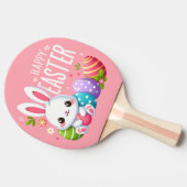 かわいいピンクのハッピーイースターバニー 卓球ラケット (横)