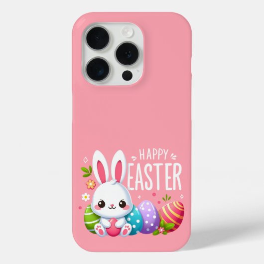かわいいピンクのハッピーイースターバニー Case-Mate iPhoneケース (裏面)