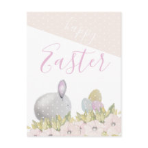 かわいいピンクのハッピーバニーの水色