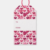 かわいいピンクのハッピーバレンタインデーとハート ギフトタグ (裏面)