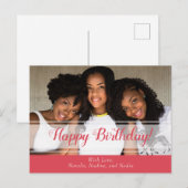 かわいいピンクのハッピーバースデーフォトポストカード ポストカード (正面/裏面)