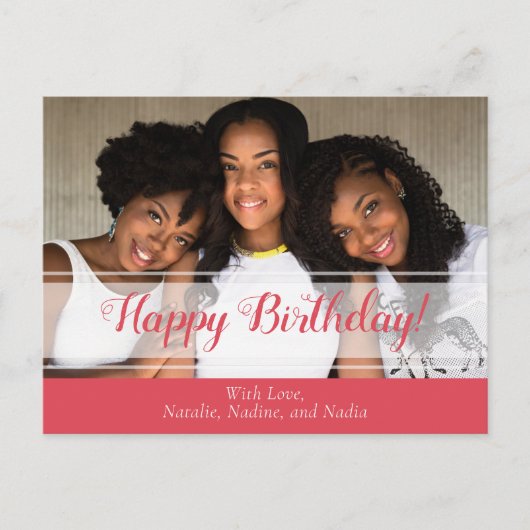 かわいいピンクのハッピーバースデーフォトポストカード ポストカード (正面)