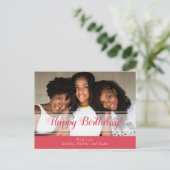 かわいいピンクのハッピーバースデー写真ポストカード ポストカード (スタンド正面)