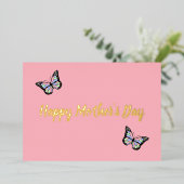 かわいいピンクのハッピーマザーズデイ - 蝶 箔シーズンカード (立ち正面)