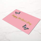 かわいいピンクのハッピーマザーズデー蝶 箔シーズンカード (回転した状態)