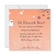 かわいいピンクのハロウィンお誕生日会招待状 | Pa