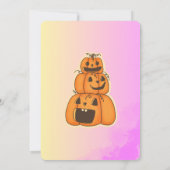 かわいいピンクのハロウィンのかぼちゃのパーティー招待状カード 招待状 (裏面)
