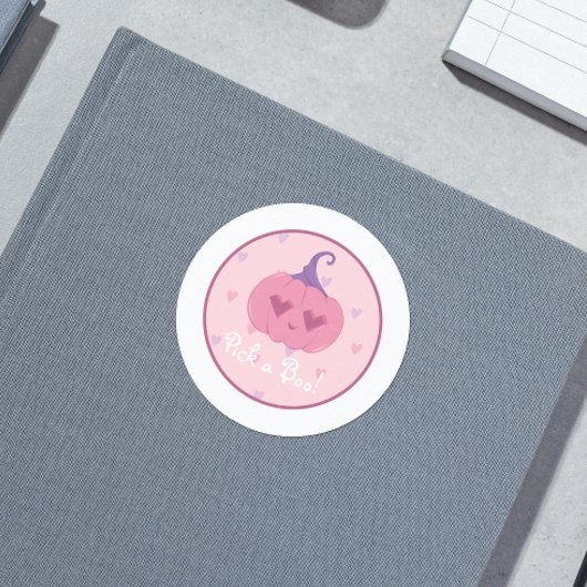 かわいいピンクのハロウィンカボチャ ラウンドシール