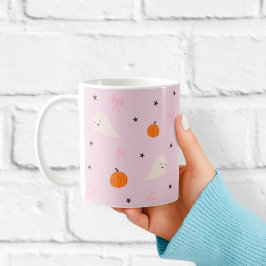 かわいいピンクのハロウィンガスト柄マグカップ コーヒーマグカップ