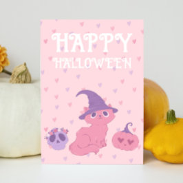 かわいいピンクのハロウィンパーティー シーズンカード