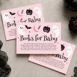 かわいいピンクのハロウィンベビーシャワーの赤ちゃんのための本 エンクロージャーカード