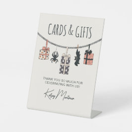 かわいいピンクのハロウィンベビーシャワーカード&ギフト 台座サイン