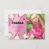 かわいいピンクのハロウィン写真の誕生日 サンキューカード (正面)