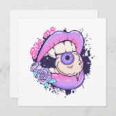 かわいいピンクのハロウィン唇 シーズンカード (正面/裏面)