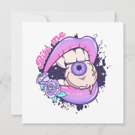 かわいいピンクのハロウィン唇 シーズンカード (正面)