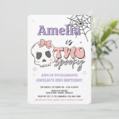 かわいいピンクのハロウィン誕生日パーティー 招待状 (スタンド正面)