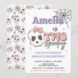 かわいいピンクのハロウィン誕生日パーティー 招待状