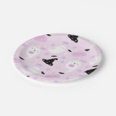 かわいいピンクのハロウィン誕生日 ペーパープレート (アングル)