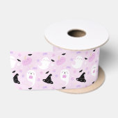 かわいいピンクのハロウィン サテンリボン (リール)