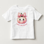 かわいいピンクのハロウィン パンプキン リボン付き トドラーTシャツ (正面)
