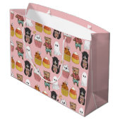 かわいいピンクのハロウィーンの衣装パーティー誕生日 ラージペーパーバッグ (裏面アングル)