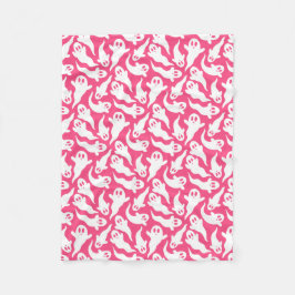 かわいいピンクのハロウィーン幽霊パターン フリースブランケット