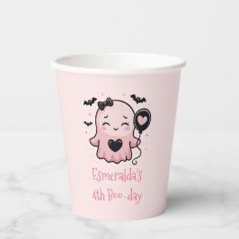 かわいいピンクのハロウィーン幽霊誕生日パーティー 紙コップ