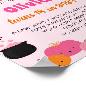 かわいいピンクのハロウィーン誕生日タイムカプセルサイン ポスター (角)