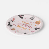 かわいいピンクのハロウィーン誕生日パーティー ペーパープレート (アングル)