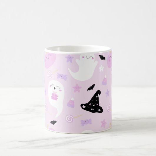 かわいいピンクのハロウィーン コーヒーマグカップ (中央)