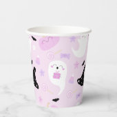 かわいいピンクのハロウィーン 紙コップ (裏面)