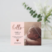 かわいいピンクのハローフォトベビー発表 案内状 (スタンド正面)