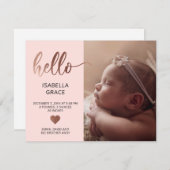 かわいいピンクのハローフォトベビー発表 案内状 (正面/裏面)