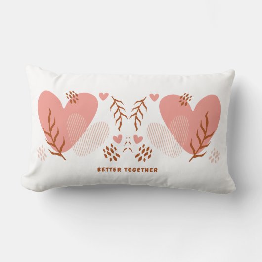 かわいいピンクのハートが一緒にバレンタインデー ランバークッション (正面)