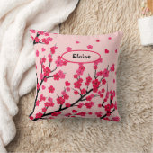 かわいいピンクのハートさくらんぼ花 クッション (ブランケット)