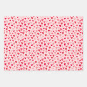 かわいいピンクのハートでバレンタインのパターンが大好き ラッピングペーパーシート (正面3)