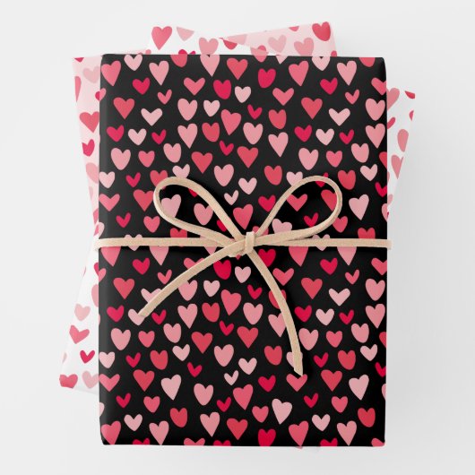 かわいいピンクのハートでバレンタインのパターンが大好き ラッピングペーパーシート (インサイチュ)