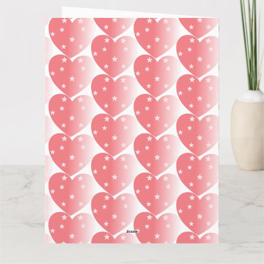 かわいいピンクのハートと名前 カード (裏面)