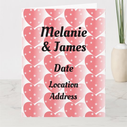 かわいいピンクのハートと名前 カード (正面)