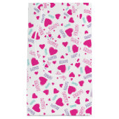 かわいいピンクのハートと愛 – ロマンチックなパターン スモールペーパーバッグ (正面)