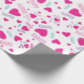 かわいいピンクのハートと愛 – ロマンチックなパターン ラッピングペーパー (角)