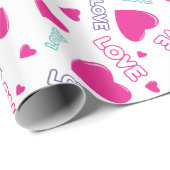 かわいいピンクのハートと愛 – ロマンチックなパターン ラッピングペーパー (ロールコーナー)