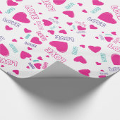 かわいいピンクのハートと愛 – ロマンチックなパターン ラッピングペーパー (コーナー)