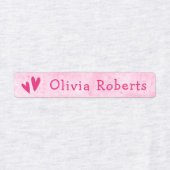 かわいいピンクのハートと文字ガーリーのファブリック服 ラベル (デザイン1)