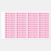 かわいいピンクのハートと文字ガーリーのファブリック服 ラベル (シート)