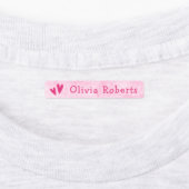 かわいいピンクのハートと文字ガーリーのファブリック服 ラベル (貼付)