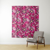 かわいいピンクのハートと花のパターン タペストリー (インサイチュ)