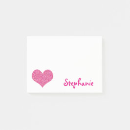 かわいいピンクのハートのパーソナライズでガーリーな名前 ポストイット