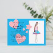 かわいいピンクのハートスターズブルーダンスリサイタルフォト 招待状 (スタンド正面)